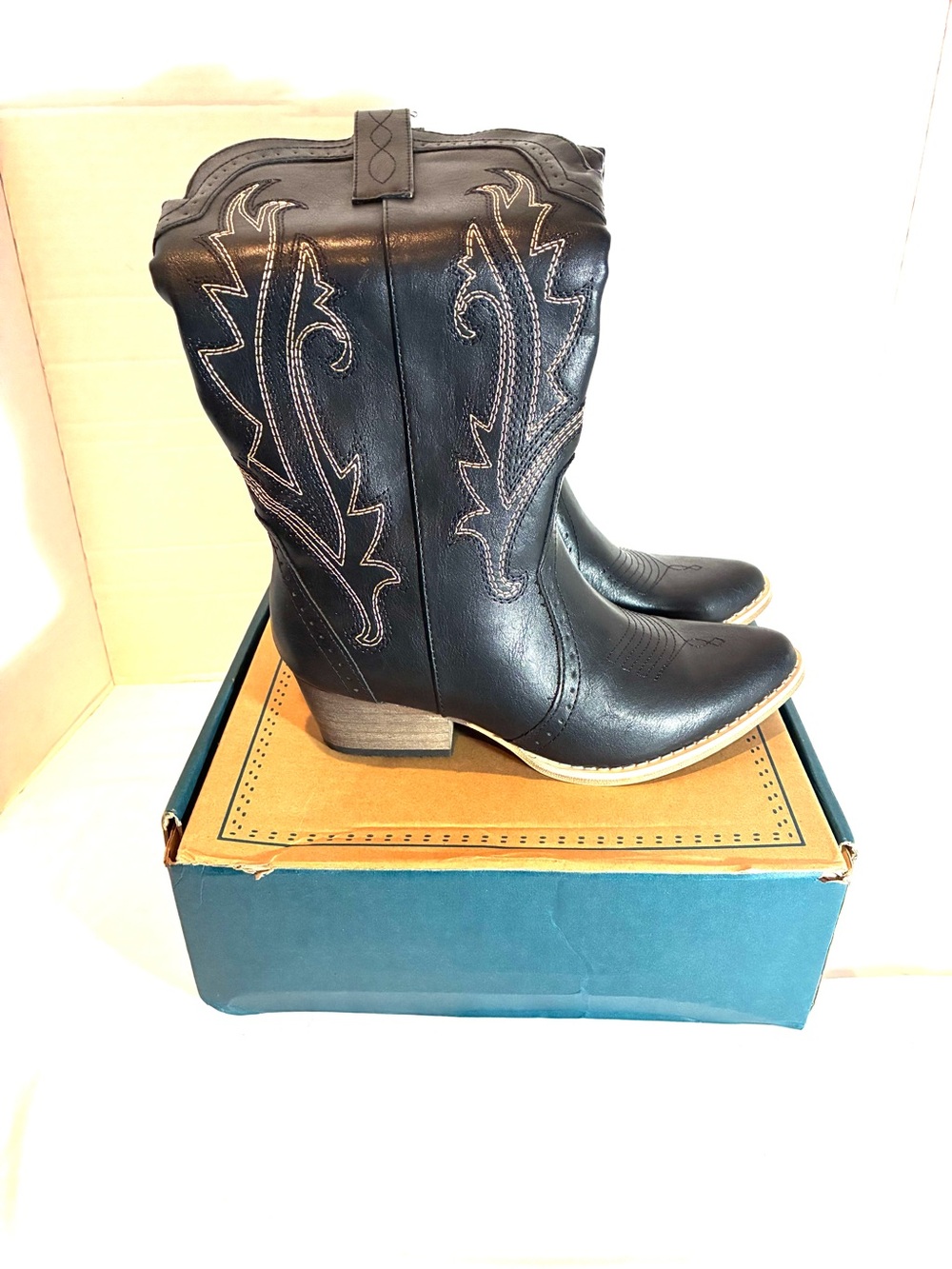 Rollda Mattie Black Western Cowboy Boots Women’s Size 7 NWT - Picture 13 of 14